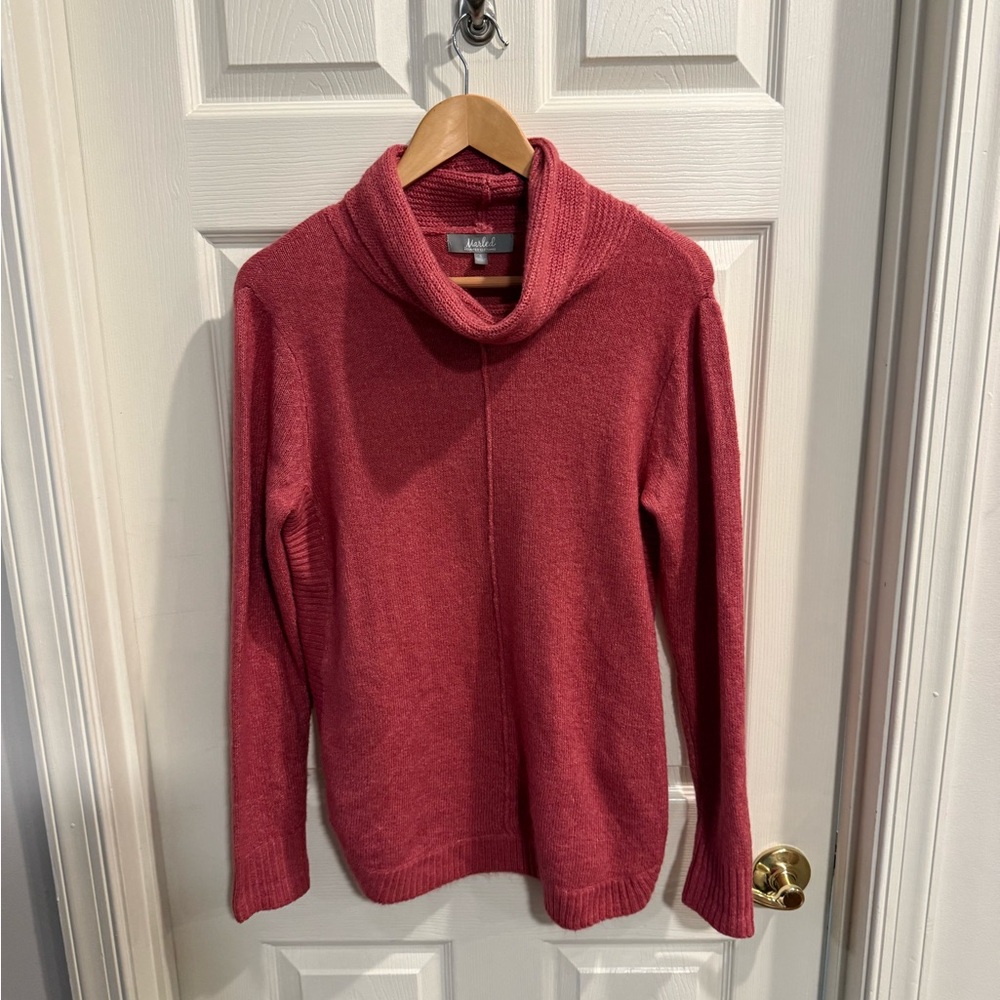 Marled by Reunited Cowl Neck Sweater Watermelon Pink